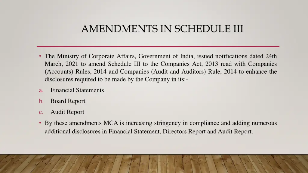 amendments in schedule iii