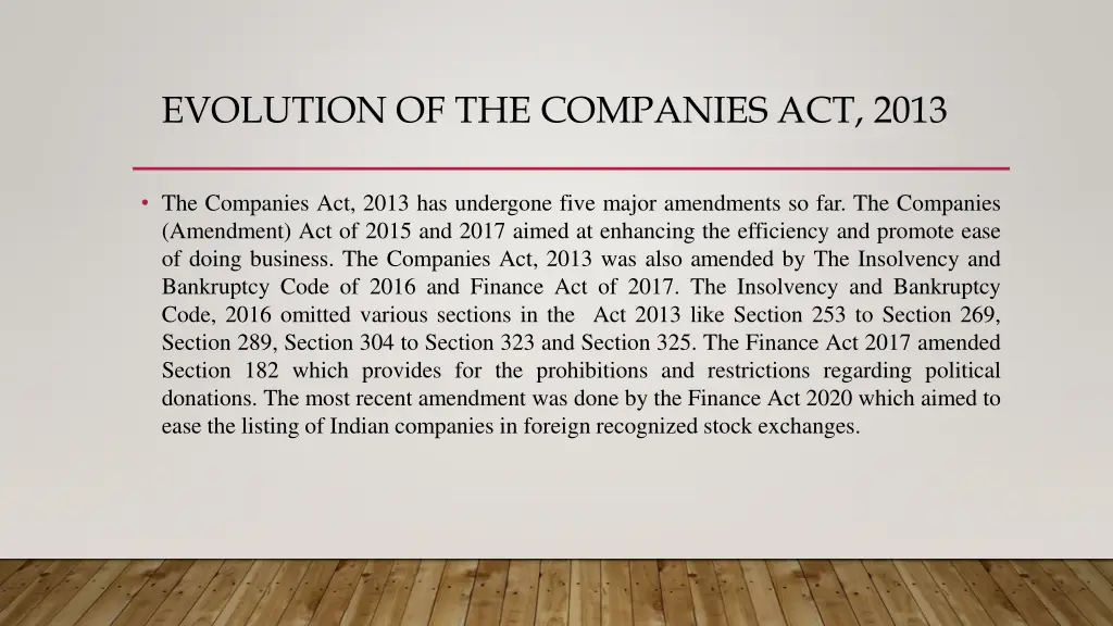 evolution of the companies act 2013