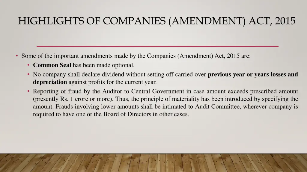 highlights of companies amendment act 2015