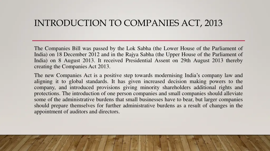 introduction to companies act 2013