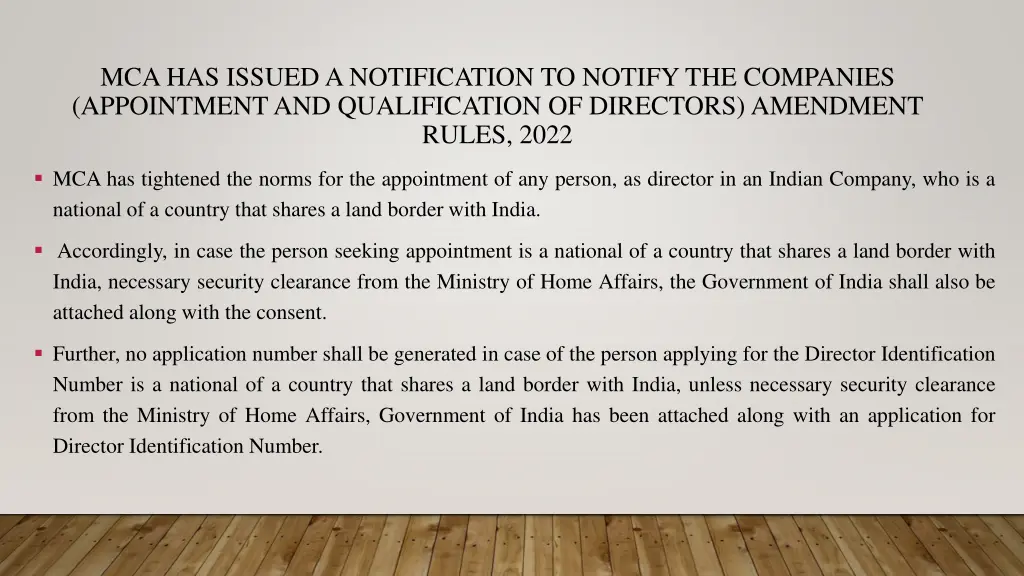 mca has issued a notification to notify 2