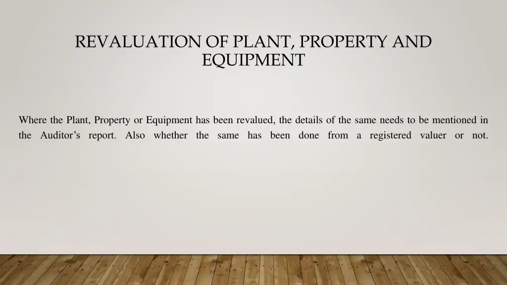 revaluation of plant property and equipment