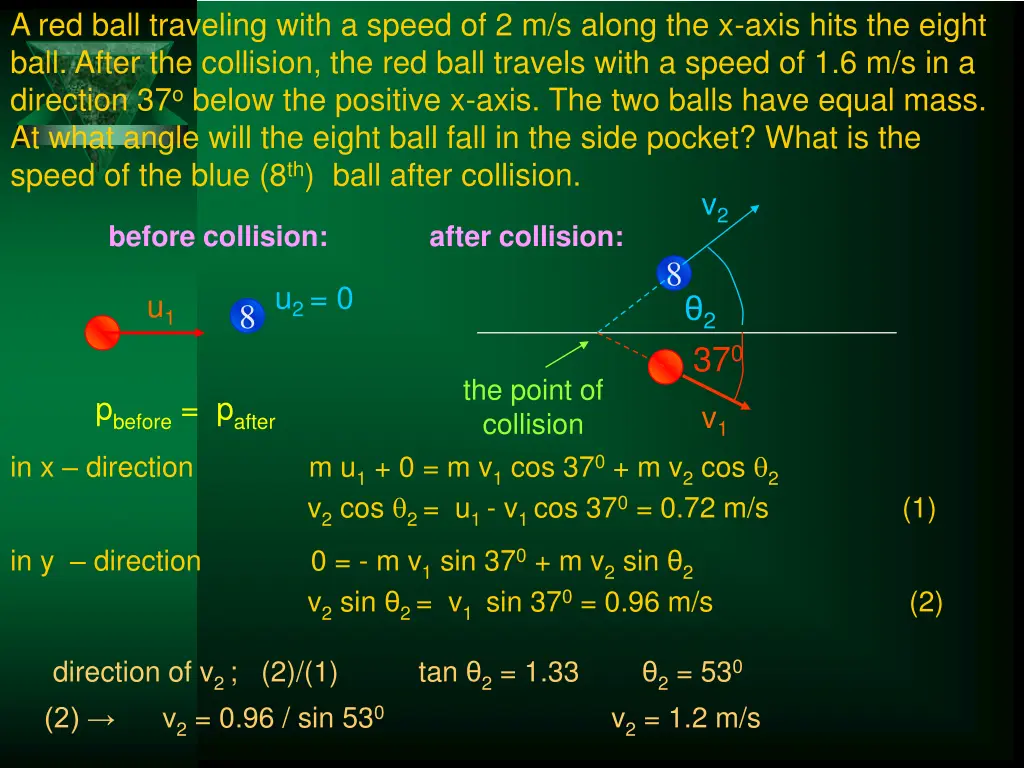 a red ball traveling with a speed of 2 m s along