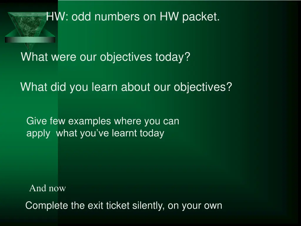 hw odd numbers on hw packet