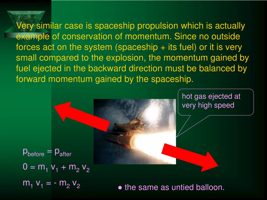 very similar case is spaceship propulsion which