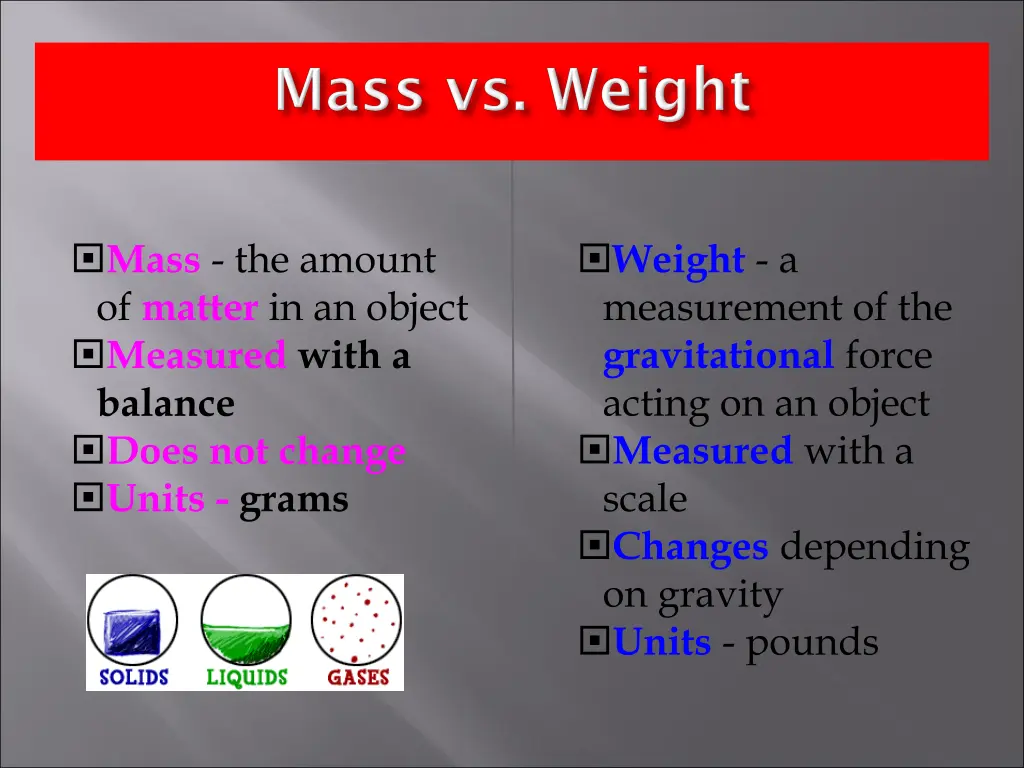 mass the amount of matter in an object measured