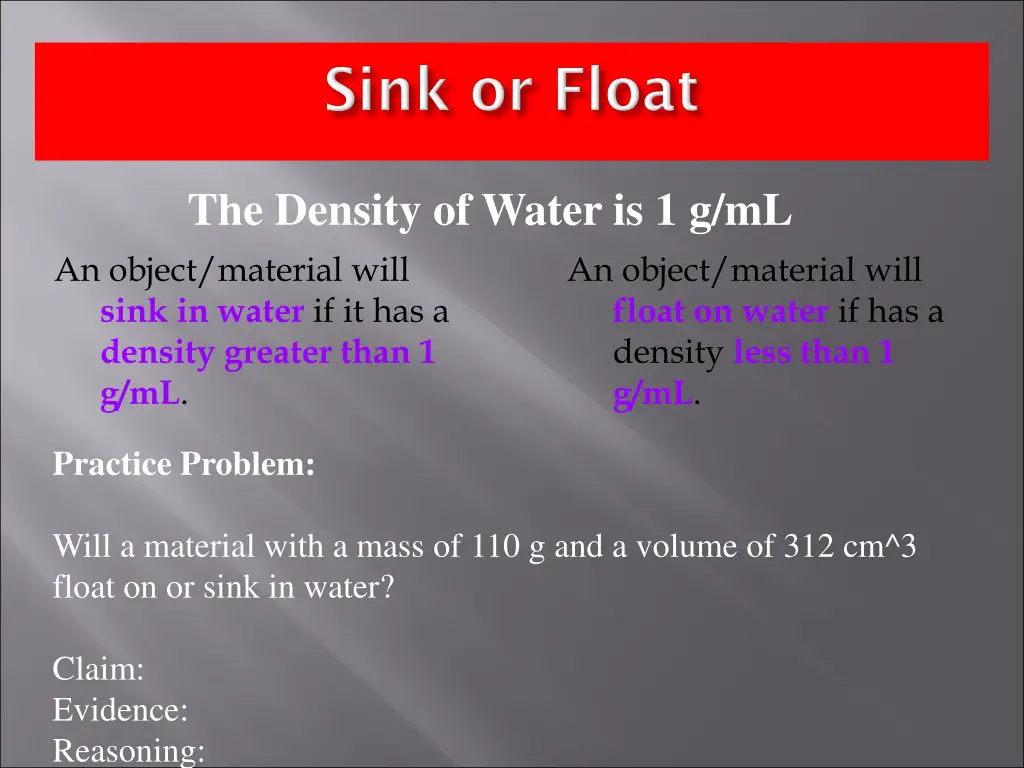 the density of water is 1 g ml