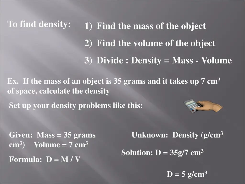 to find density