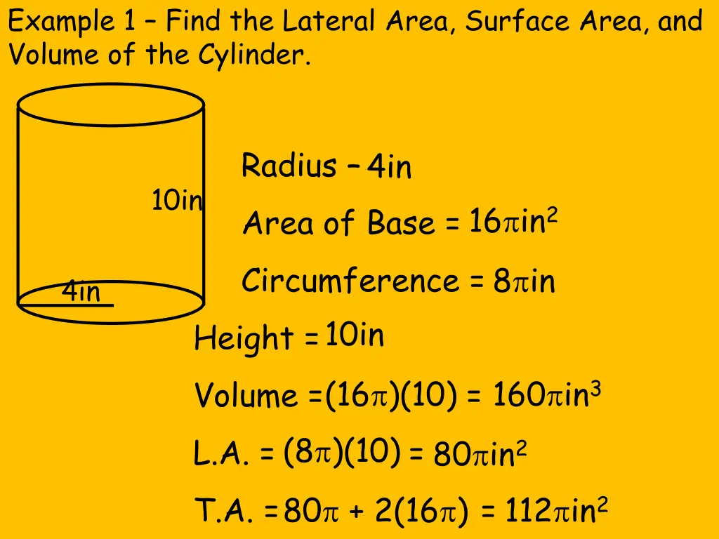 example 1 find the lateral area surface area