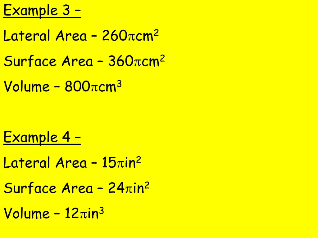 example 3 lateral area 260 cm 2 surface area