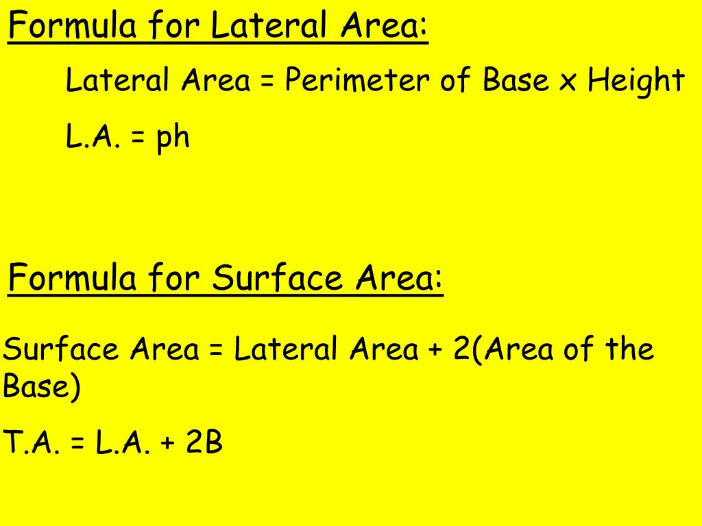 formula for lateral area lateral area perimeter