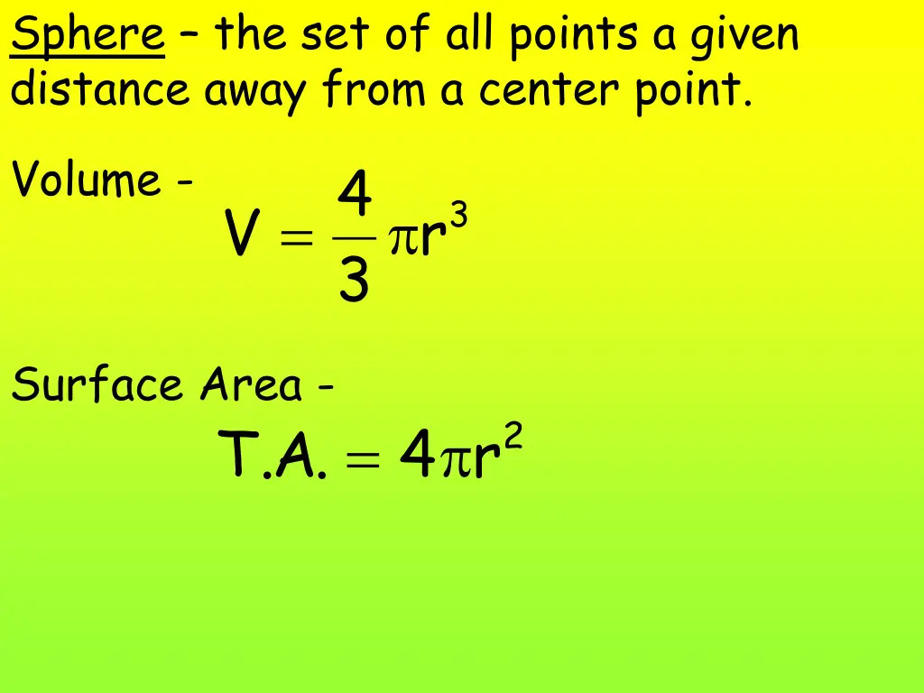 sphere the set of all points a given distance