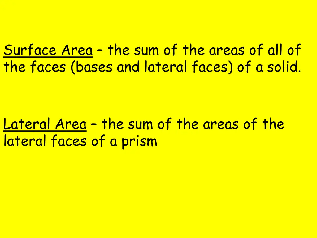 surface area the sum of the areas