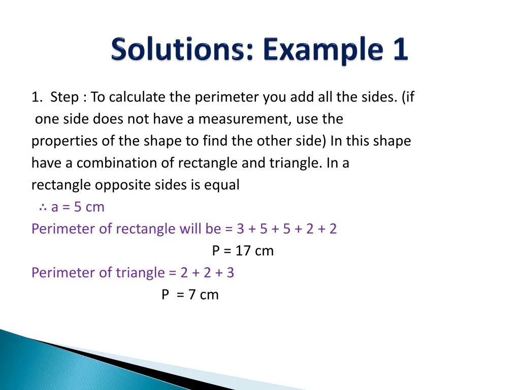 1 step to calculate the perimeter