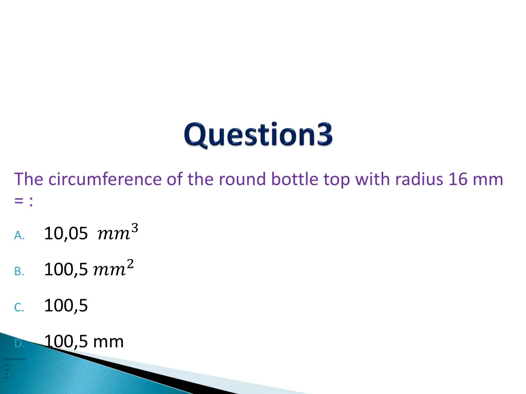 the circumference of the round bottle top with