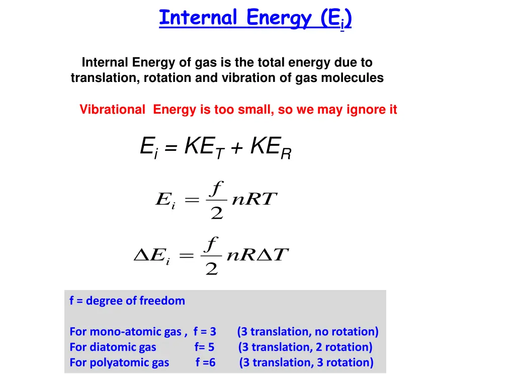 internal energy e i