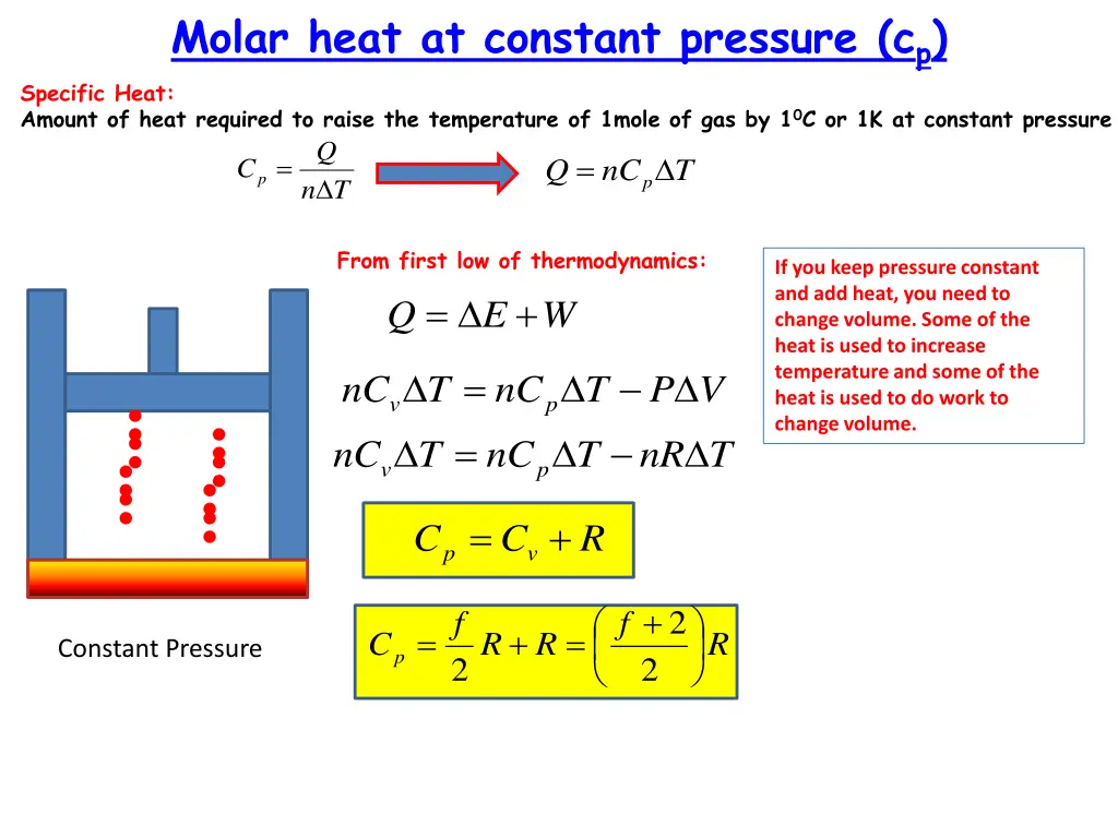 molar heat at constant pressure c p specific heat