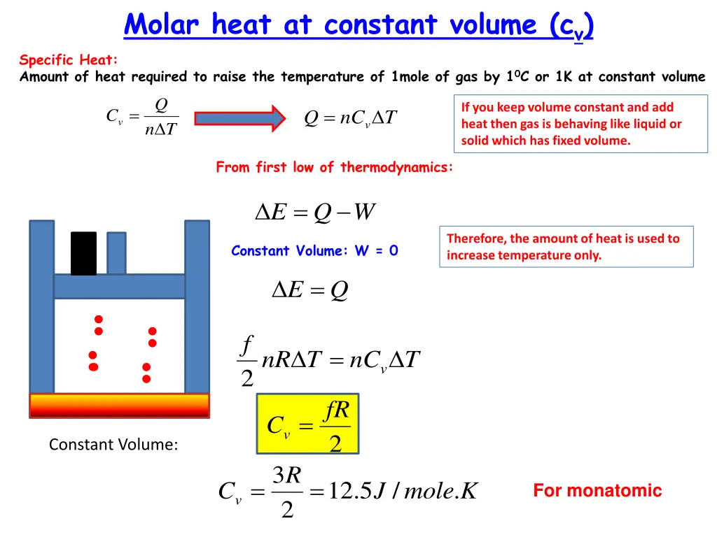 molar heat at constant volume c v