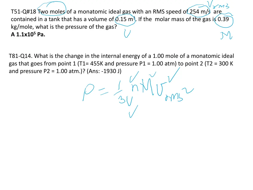 t51 q 18 two moles of a monatomic ideal gas with