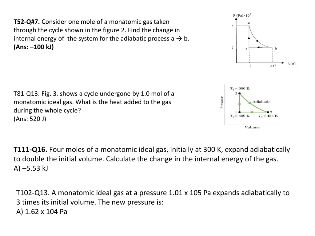 t52 q 7 consider one mole of a monatomic