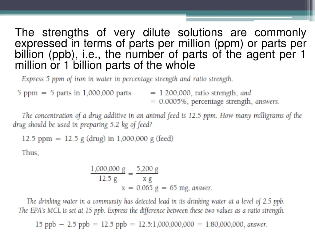 the strengths of very dilute solutions