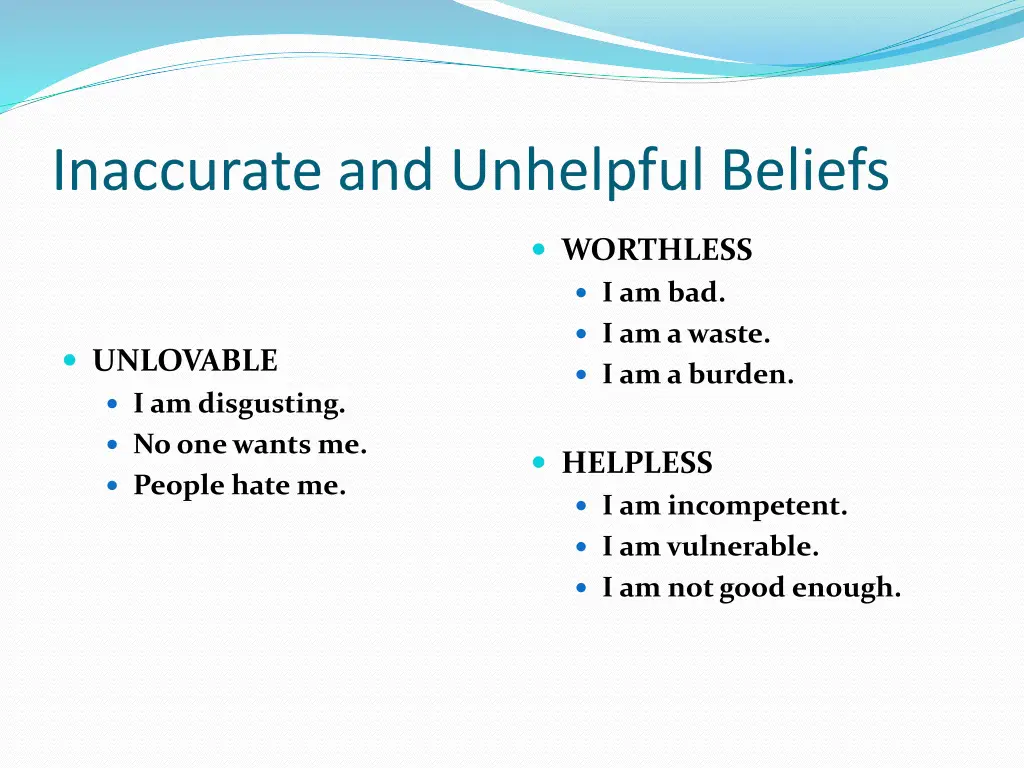 inaccurate and unhelpful beliefs