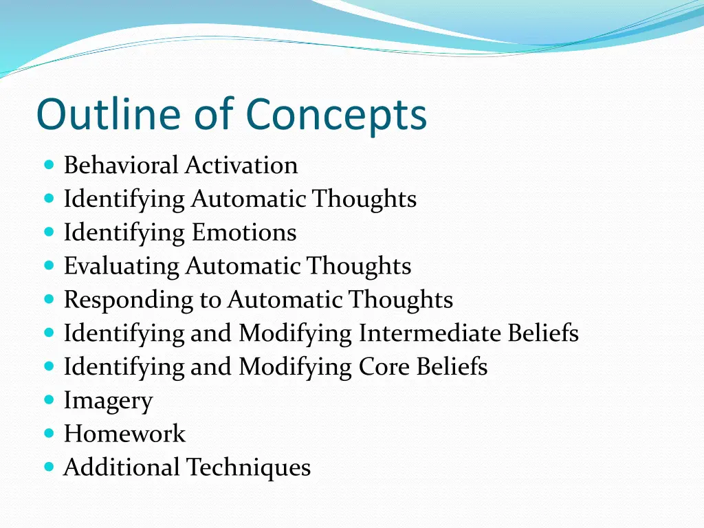 outline of concepts behavioral activation