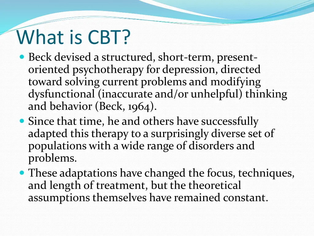 what is cbt beck devised a structured short term