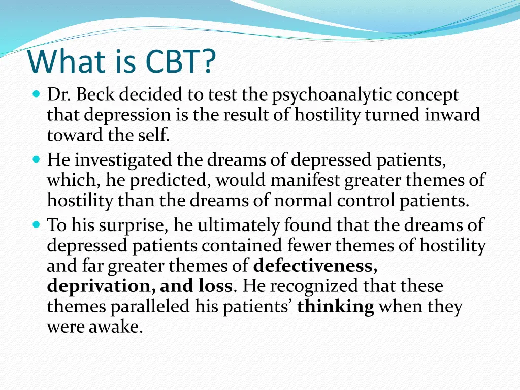 what is cbt dr beck decided to test