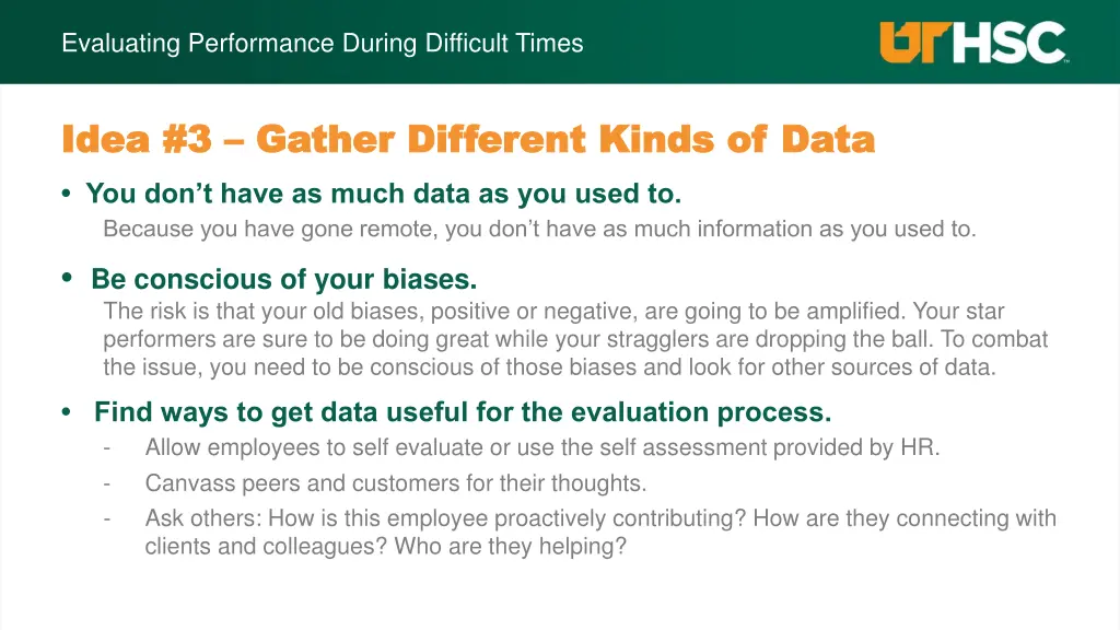 evaluating performance during difficult times 3