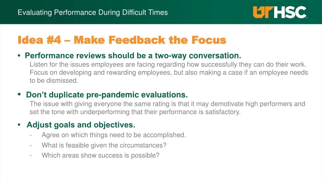 evaluating performance during difficult times 4