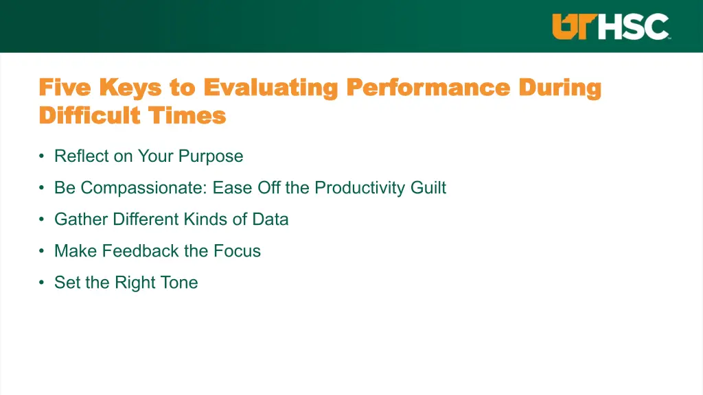 five keys to evaluating performance during five