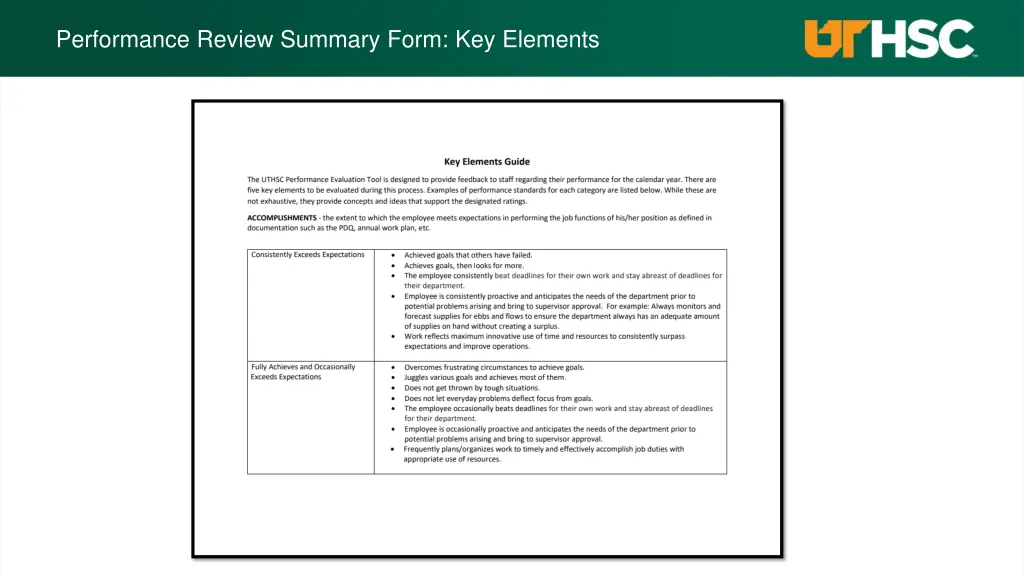 performance review summary form key elements 1