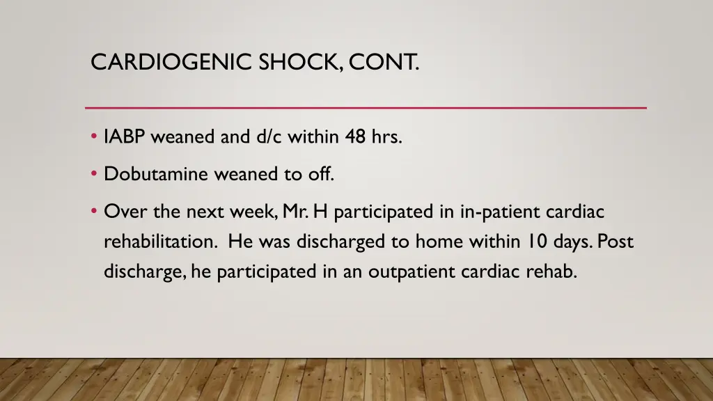 cardiogenic shock cont