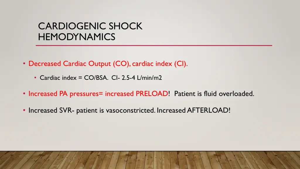 cardiogenic shock hemodynamics