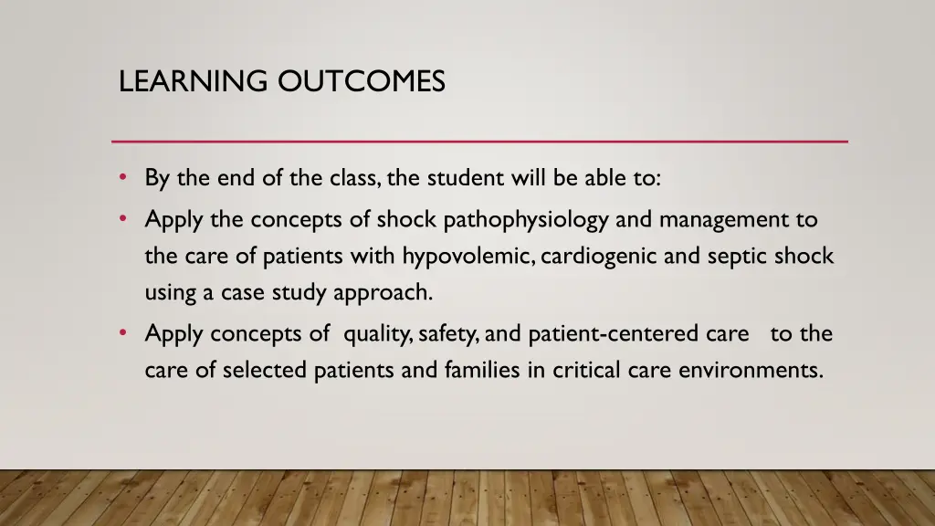 learning outcomes