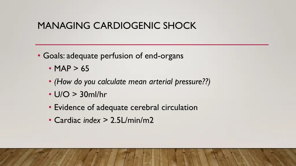 managing cardiogenic shock