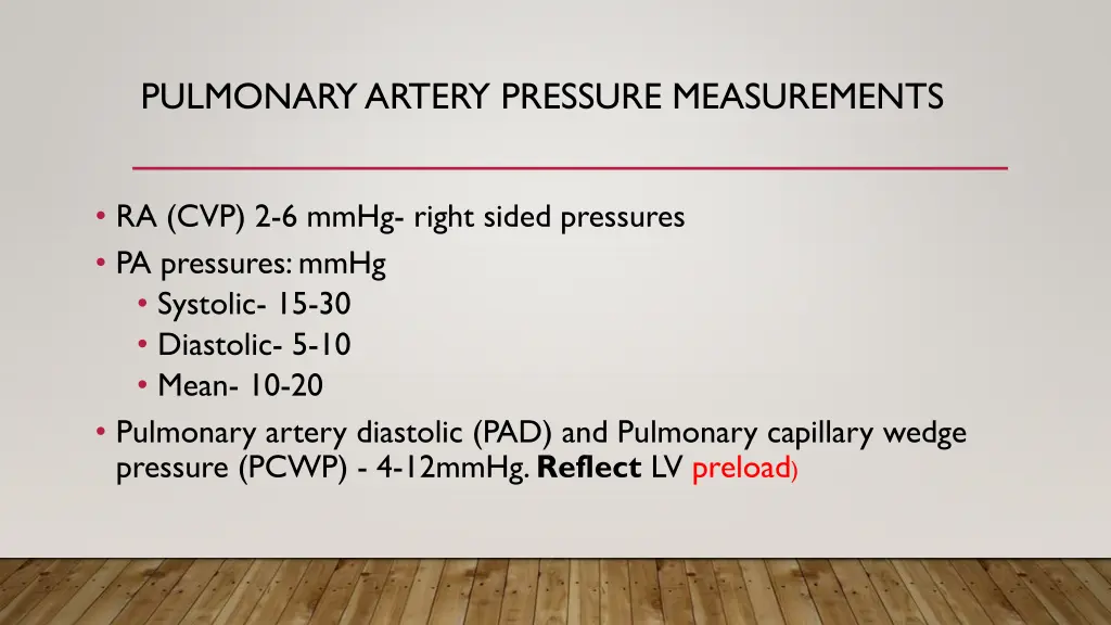 pulmonary artery pressure measurements