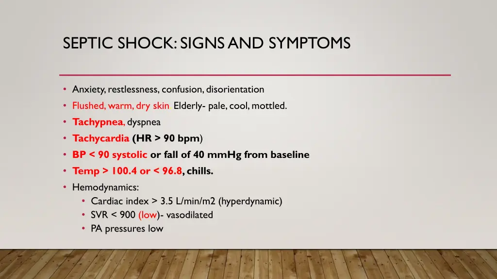 septic shock signs and symptoms