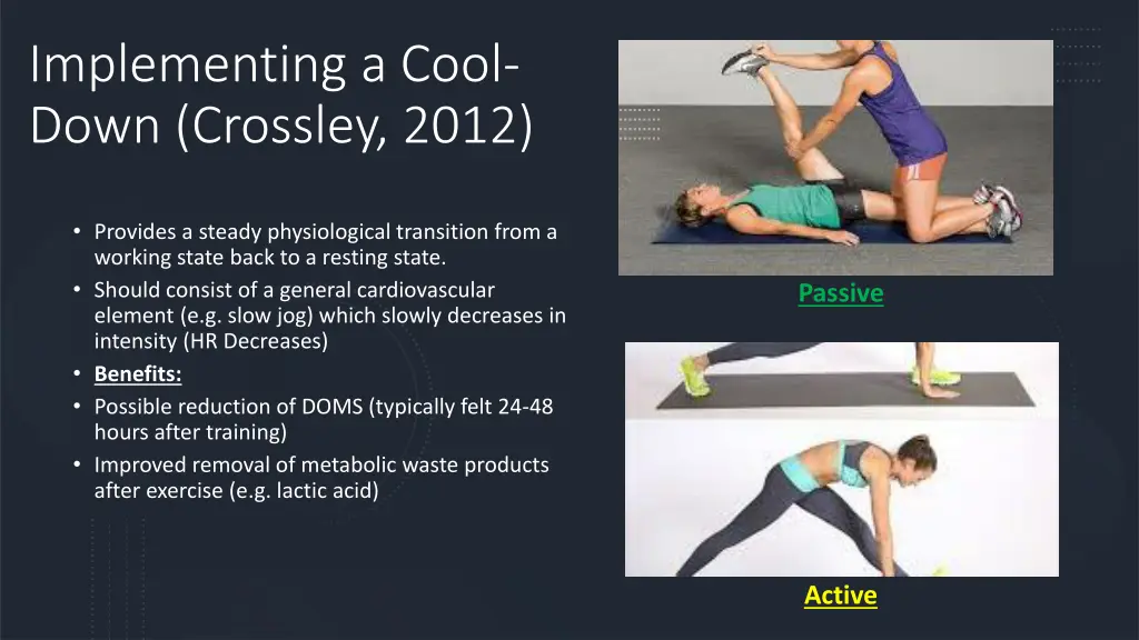 implementing a cool down crossley 2012