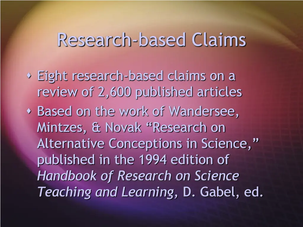 research based claims