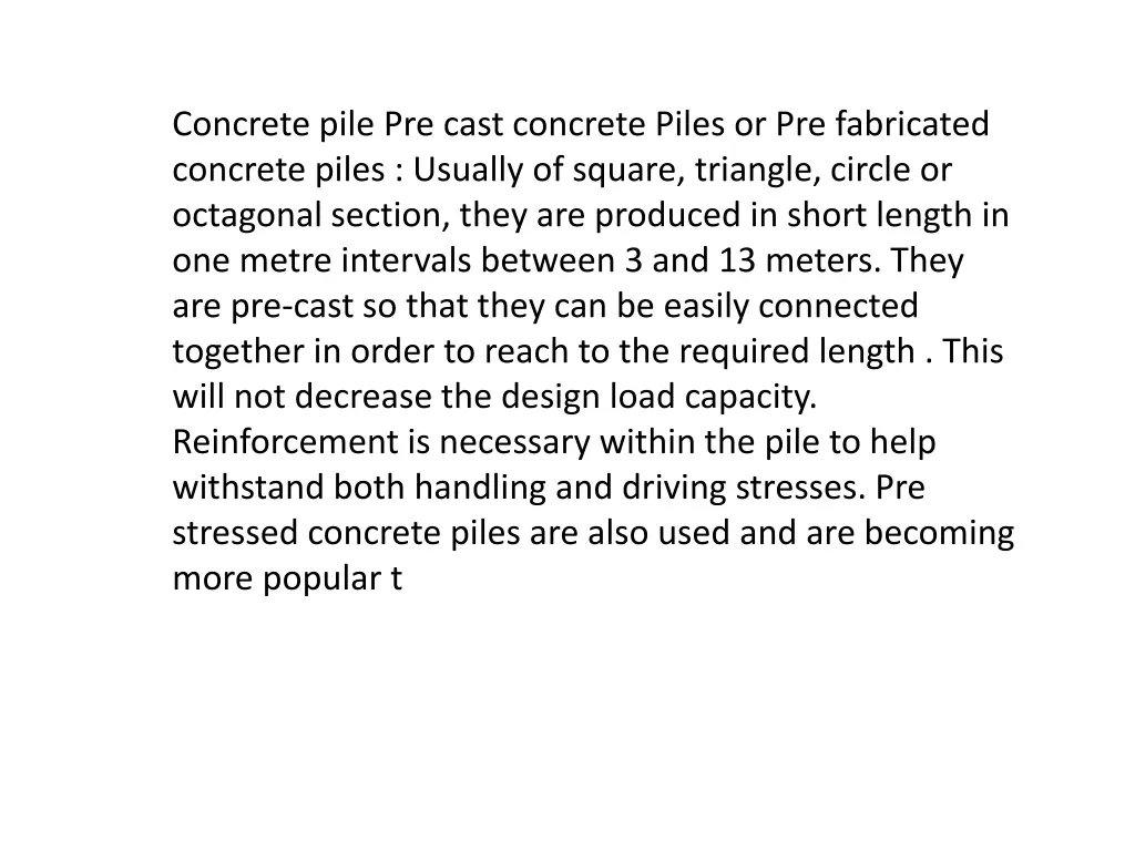 concrete pile pre cast concrete piles