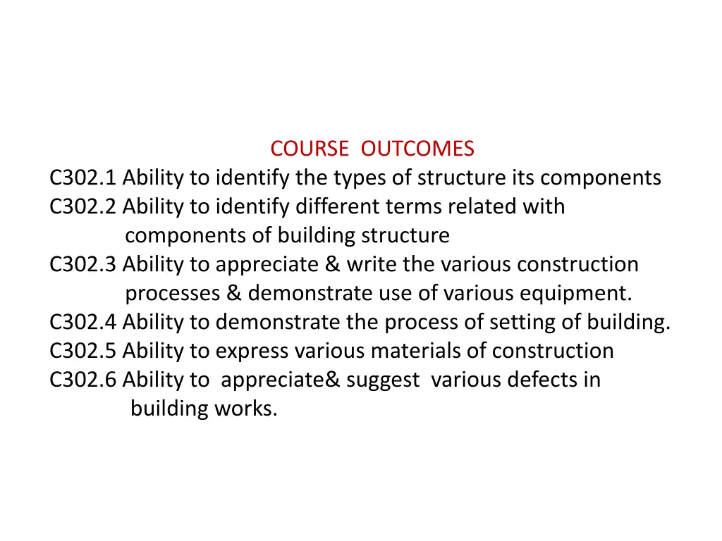 course outcomes c302 1 ability to identify