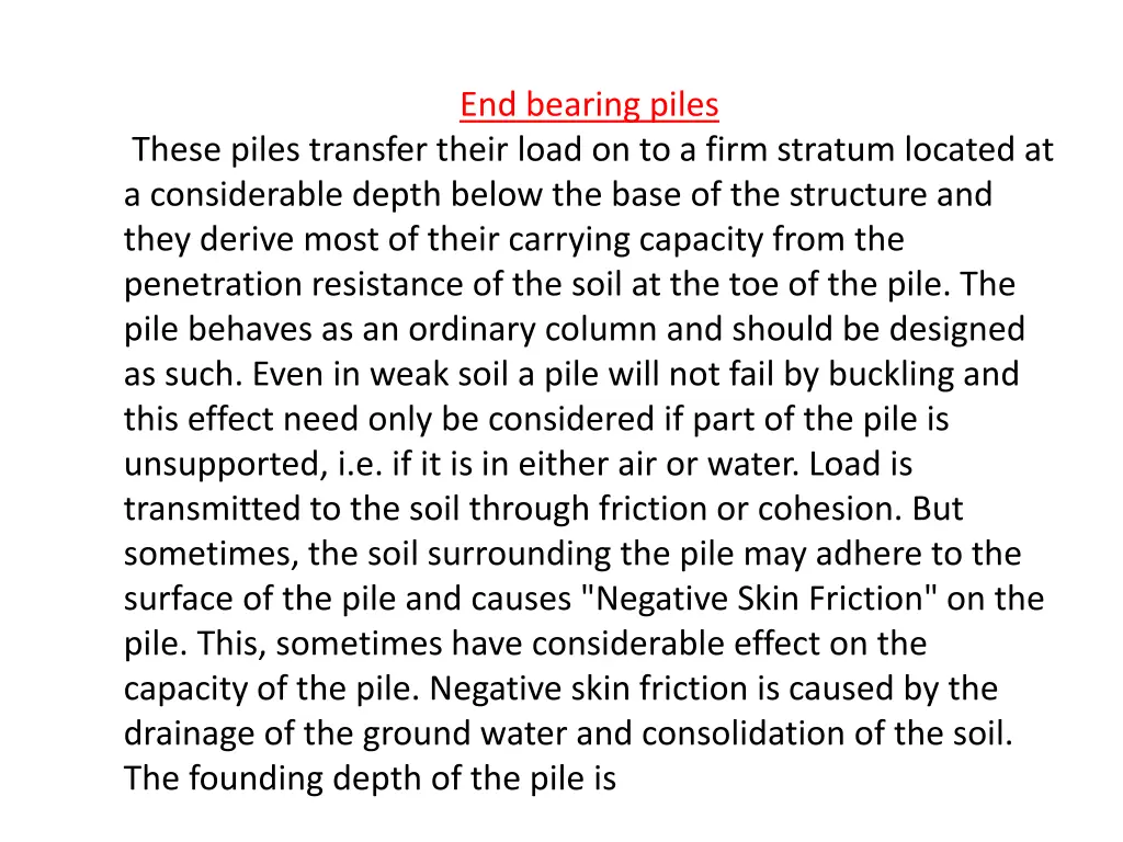 end bearing piles