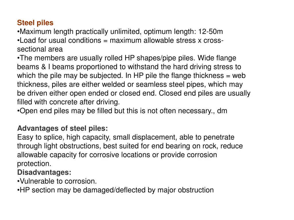 steel piles maximum length practically unlimited