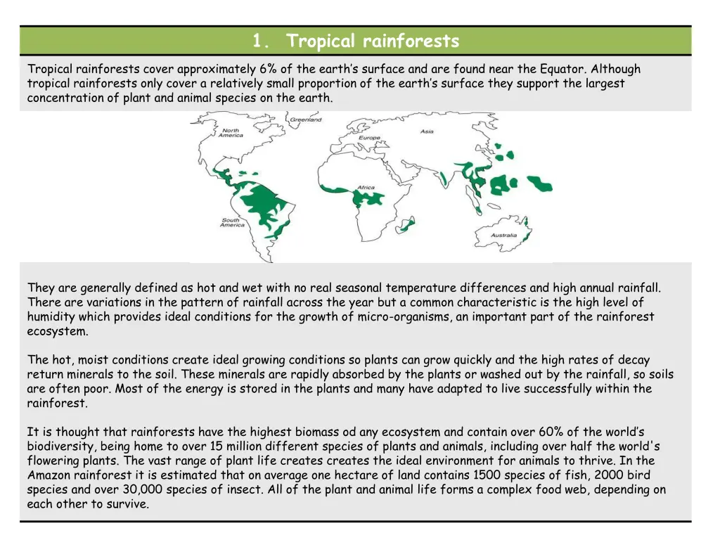 1 tropical rainforests