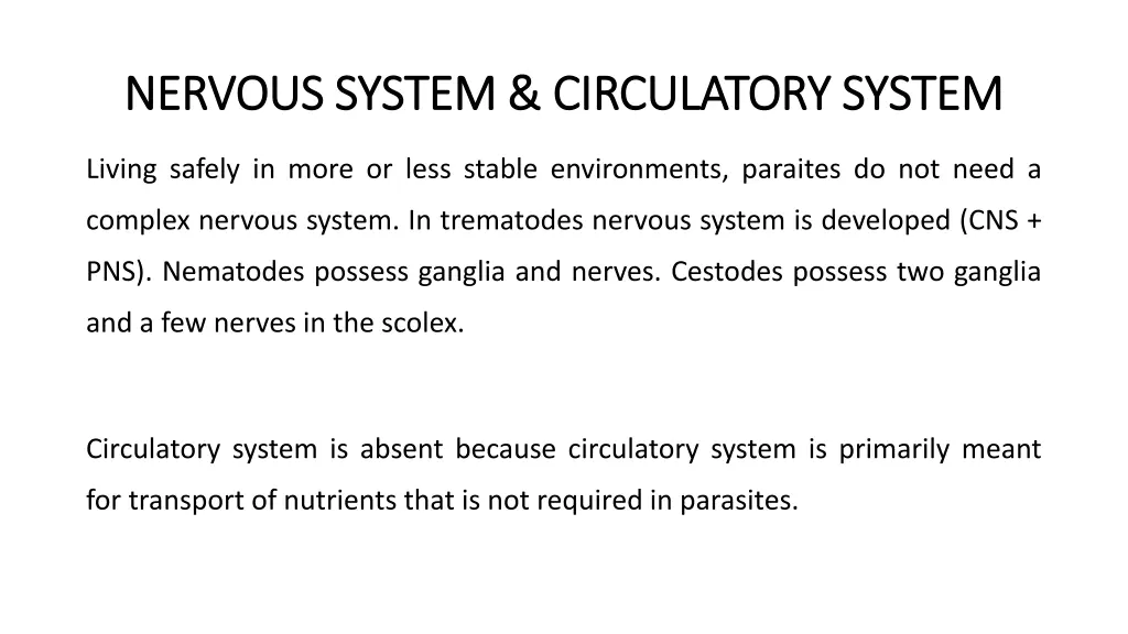 nervous system circulatory system nervous system