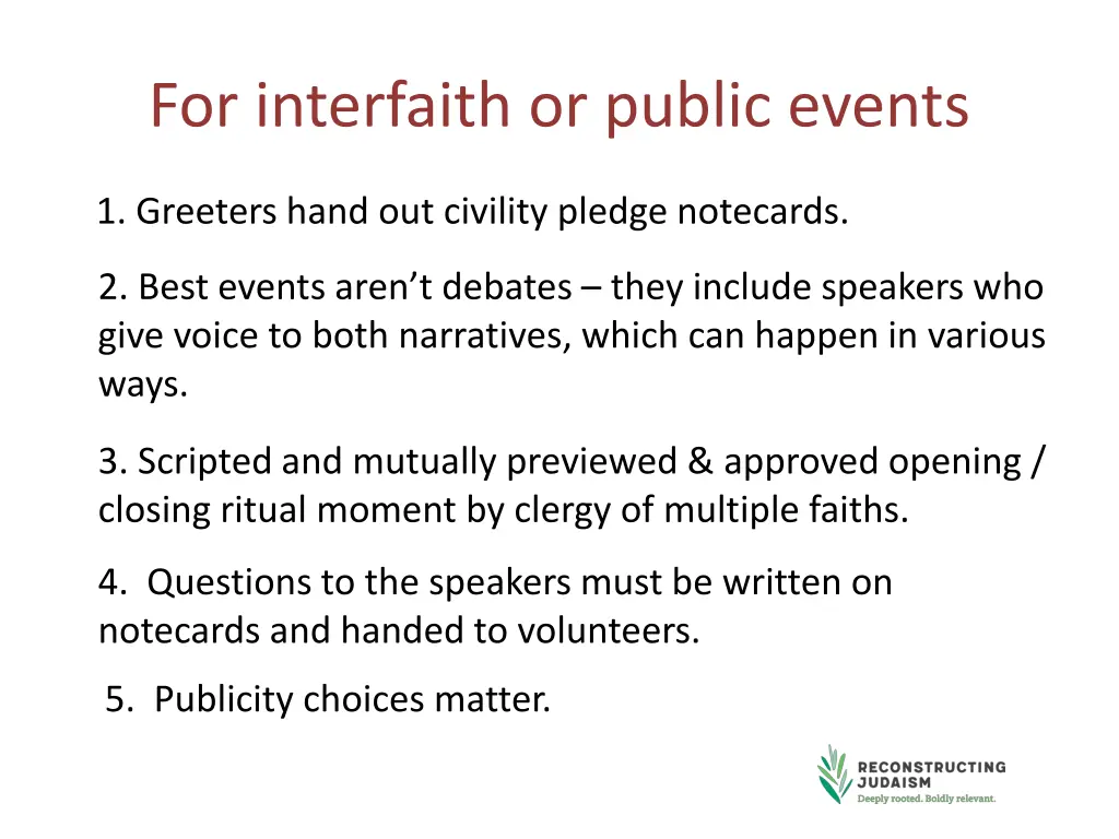 for interfaith or public events