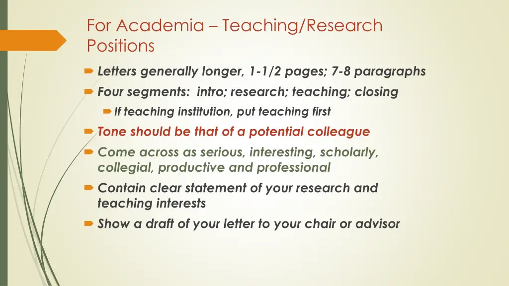 for academia teaching research positions