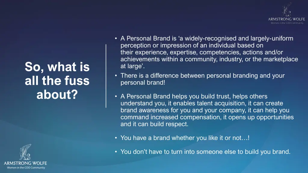 a personal brand is a widely recognised